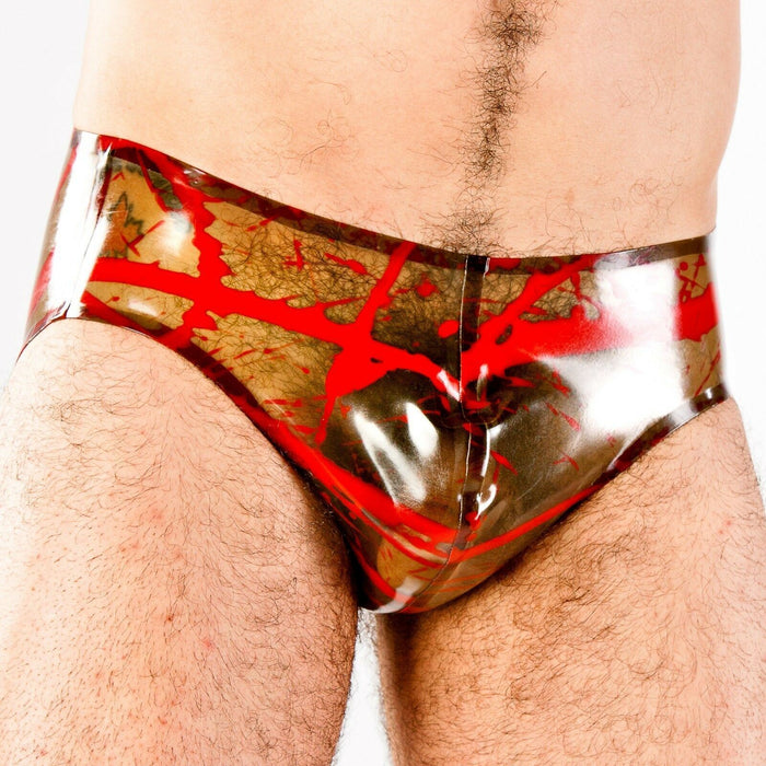 Mens Latex Briefs By Polymorphe Splashed Rubber Natural Smoked Red UN - 015ASPLAT 6 - SexyMenUnderwear.com