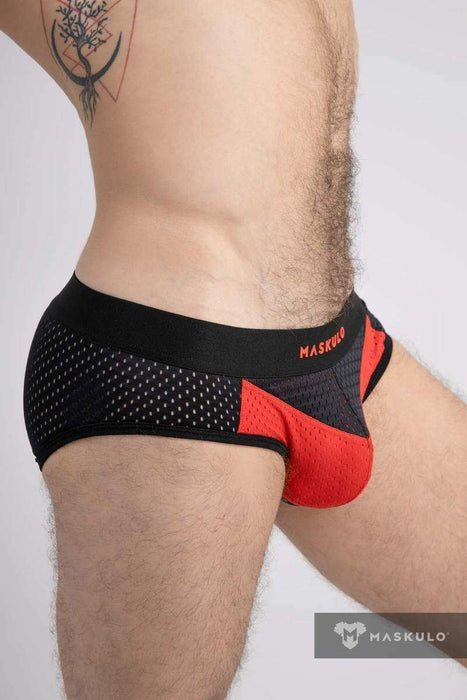 Mesh Briefs Classic MASKULO Breathable 2 Layer Pouch Brief RED BR073 - 10 24 - SexyMenUnderwear.com