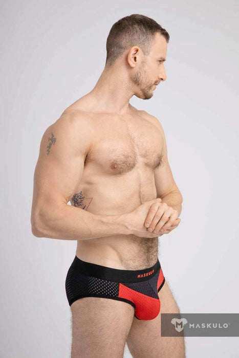 Mesh Briefs Classic MASKULO Breathable 2 Layer Pouch Brief RED BR073 - 10 24 - SexyMenUnderwear.com