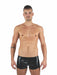 Mister B Latex Boxer Rubber Trunks 0,4mm Thick Black & Yellow 1 - SexyMenUnderwear.com