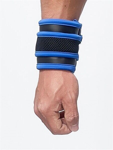 Mister B Neoprene Wrist Wallet Fetish Mesh Wristband Wallet Blue O/S 11