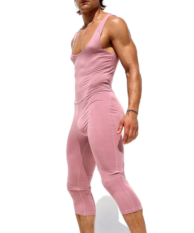 M/L RUFSKIN Bodysuit LOLO Supple Stretch Rayon Singlet Hemmed 3/4 Rosewood3