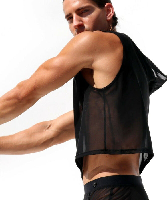 M/L RUFSKIN IGON Tank top Croped Sleeveless Hoodie See - through Tulle Power 46 - SexyMenUnderwear.com