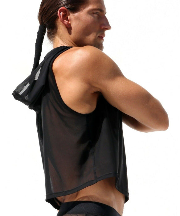 M/L RUFSKIN IGON Tank top Croped Sleeveless Hoodie See - through Tulle Power 46 - SexyMenUnderwear.com