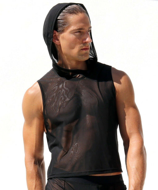 M/L RUFSKIN IGON Tank top Croped Sleeveless Hoodie See - through Tulle Power 46 - SexyMenUnderwear.com