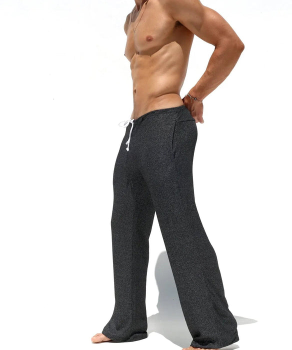 M/L RUFSKIN Legging FOSTER Flare - Leg Sport Lounge Pants Ribbed Black Chine - SexyMenUnderwear.com