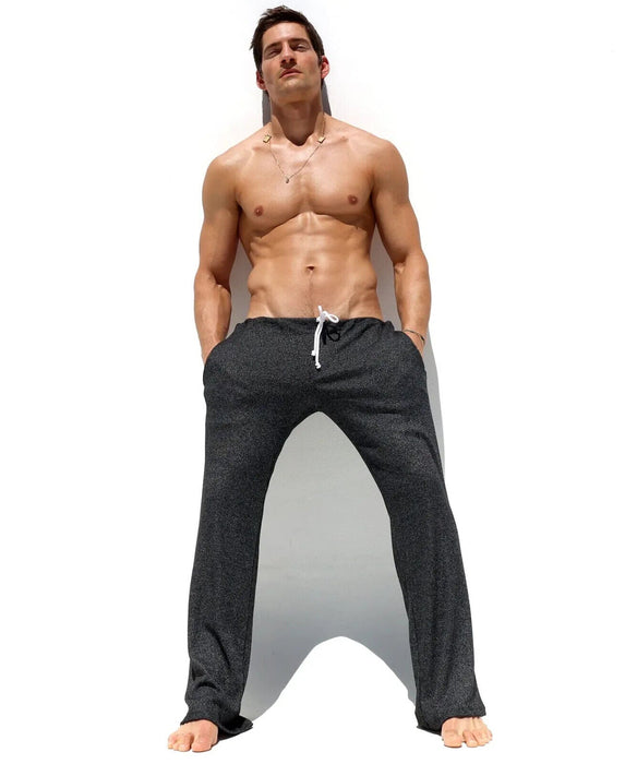 M/L RUFSKIN Legging FOSTER Flare - Leg Sport Lounge Pants Ribbed Black Chine - SexyMenUnderwear.com