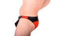 M/L SMU Eye Grabber Leather Briefs Black - Red P01003 H5 - SexyMenUnderwear.com