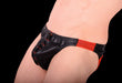 M/L SMU Eye Grabber Leather Briefs Black - Red P01003 H5 - SexyMenUnderwear.com