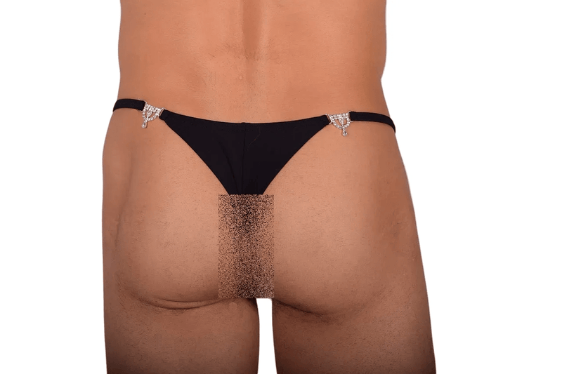 M/L SMU Thong Rhinestones Black 32''34'' Waist MX10 1005554