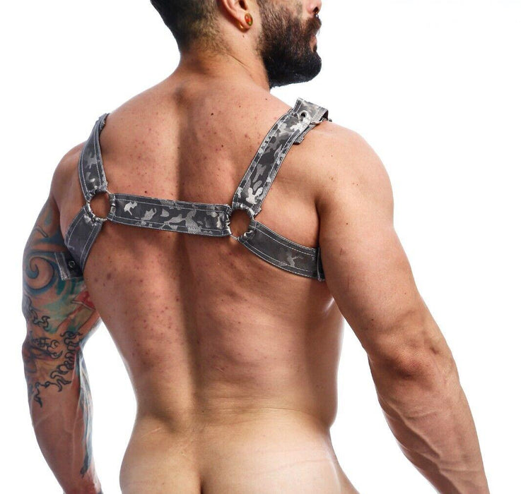 MOB DNGEON Classic Belt Harness O/S Luxurious Faux Leather Titanium Camo DMBL13 5 - SexyMenUnderwear.com