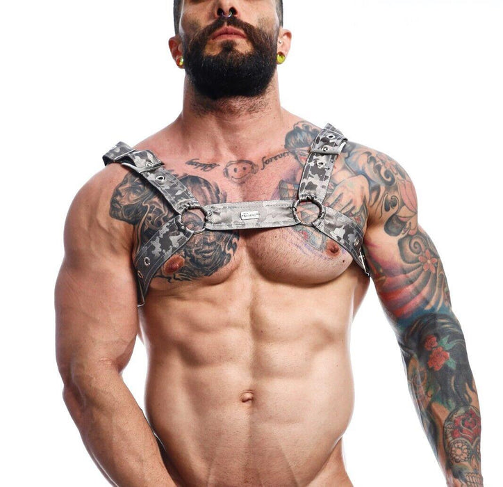 MOB DNGEON Classic Belt Harness O/S Luxurious Faux Leather Titanium Camo DMBL13 5 - SexyMenUnderwear.com