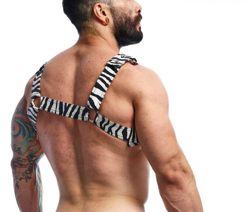 MOB DNGEON Classic Belt Harness O/S Luxurious Leather - Look Zebra Pattern DMBL13 5 - SexyMenUnderwear.com