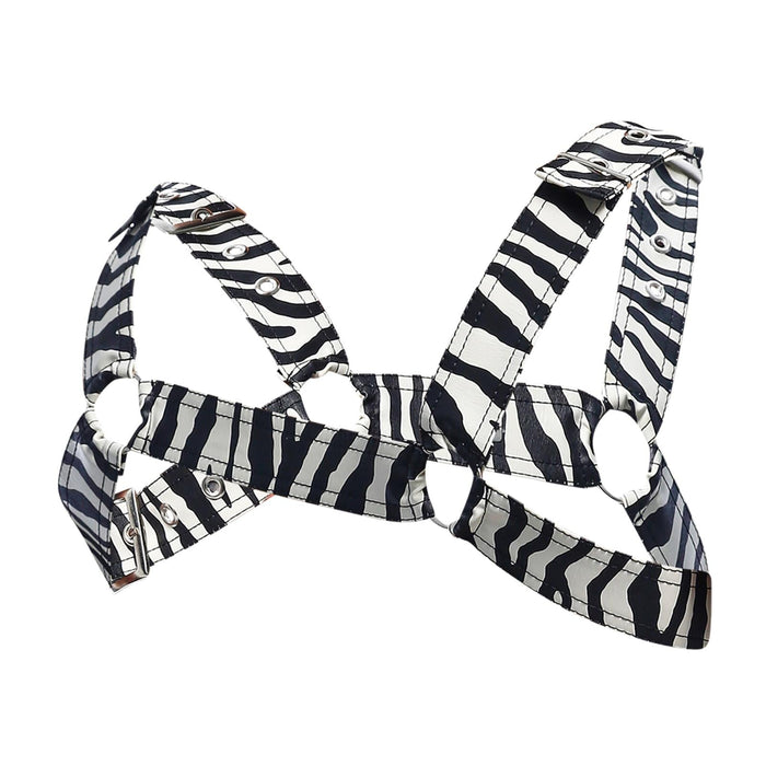 MOB DNGEON Classic Belt Harness O/S Luxurious Leather - Look Zebra Pattern DMBL13 5 - SexyMenUnderwear.com