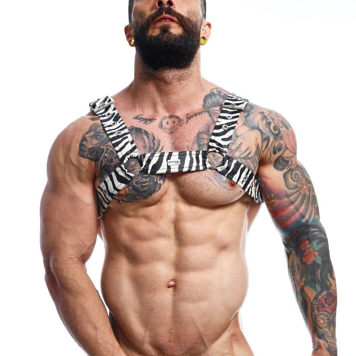 MOB DNGEON Classic Belt Harness O/S Luxurious Leather - Look Zebra Pattern DMBL13 5 - SexyMenUnderwear.com