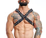 MOB DNGEON Classic Cross Harness Plush Faux Leather O/S Black - Camo DMBL12 6 - SexyMenUnderwear.com