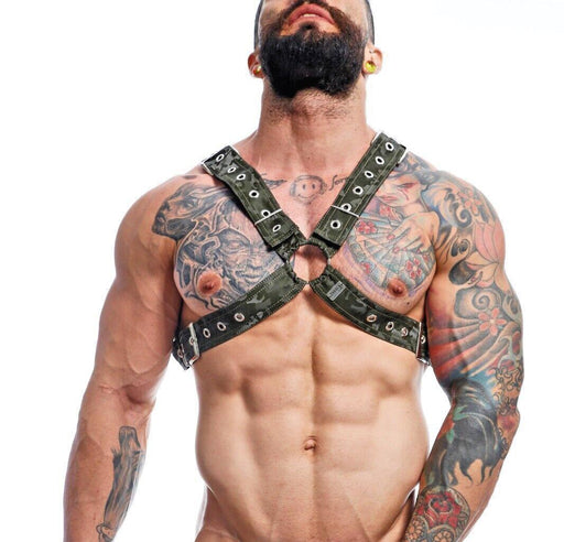 MOB DNGEON Classic Cross Harness Plush Faux - Leather O/S Pure Camo Green DMBL12 61