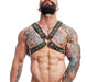 MOB DNGEON Classic Cross Harness Plush Faux - Leather O/S Pure Camo Green DMBL12 6 - SexyMenUnderwear.com