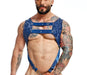 MOB DNGEON Crop Top Harness With C - Ring Faux Leather Navy - Camo DMBL08 - SexyMenUnderwear.com