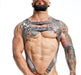 MOB DNGEON Crop Top Harness With C - Ring Faux Leather Titanium Camo DMBL08 - SexyMenUnderwear.com