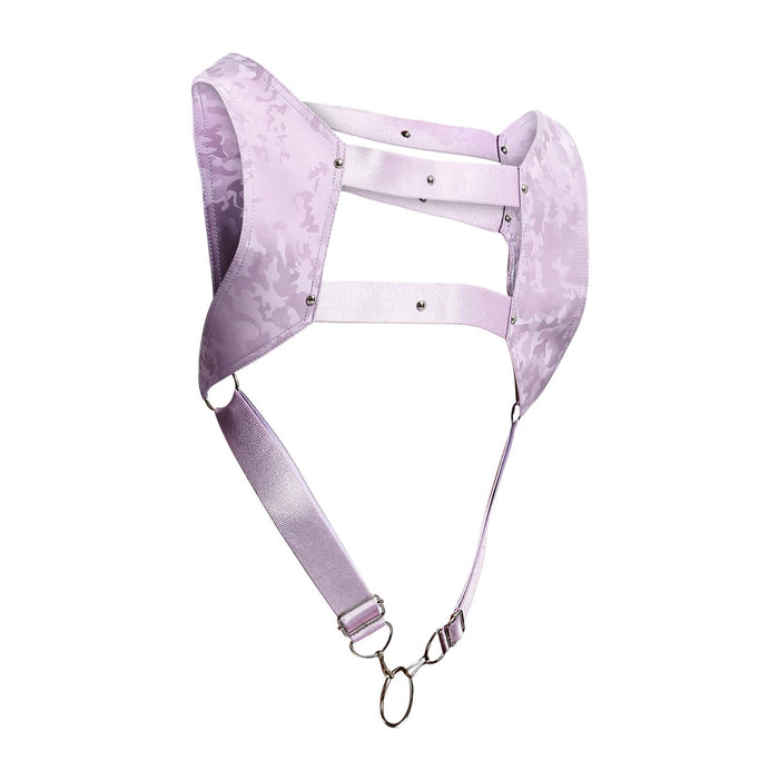 MOB DNGEON Crop Top Harness With C - Ring Leather - Look Purple Lila Camo DMBL08 - SexyMenUnderwear.com