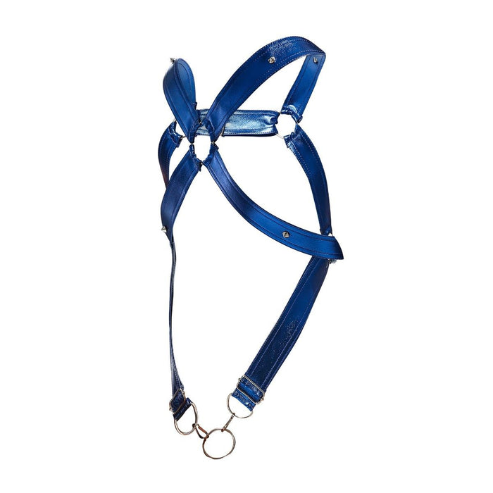 MOB DNGEON Cross C - Ring Harness Wide Adjustable Strap O/S Blue Mirror DMBL07 - SexyMenUnderwear.com