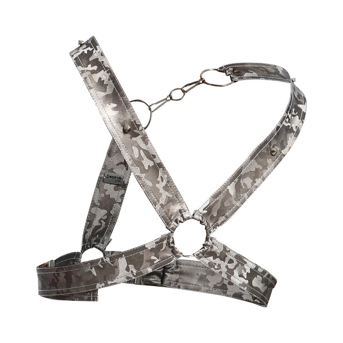 MOB DNGEON Cross Chain Harness Faux Leather Titanium Camo One - Size DMBL09 - 3 - SexyMenUnderwear.com