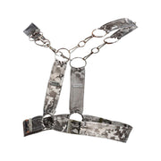 MOB DNGEON Cross Chain Harness Faux Leather Titanium Camo One - Size DMBL09 - 33