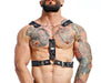 MOB DNGEON Cross Chain Harness Leather - Look One Size Black - Camo DMBL09 - 3 - SexyMenUnderwear.com