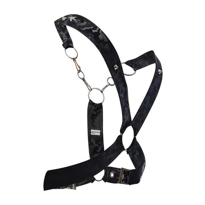 MOB DNGEON Cross Chain Harness Leather - Look One Size Black - Camo DMBL09 - 3 - SexyMenUnderwear.com