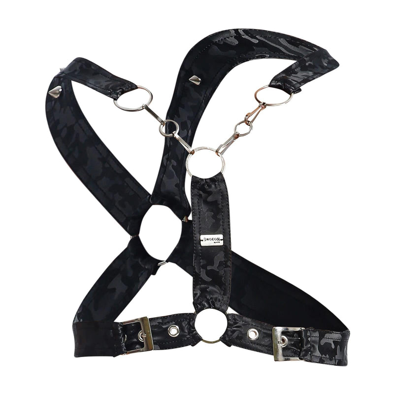 MOB DNGEON Cross Chain Harness Leather - Look One Size Black - Camo DMBL09 - 33
