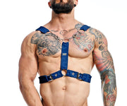 MOB DNGEON Cross Chain Harness Leather - Look One Size Navy - Camo DMBL09 - 31