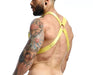 MOB DNGEON Crossback Elastic Harness Back O - Ring With C - Ring Yellow DMBL05 - SexyMenUnderwear.com