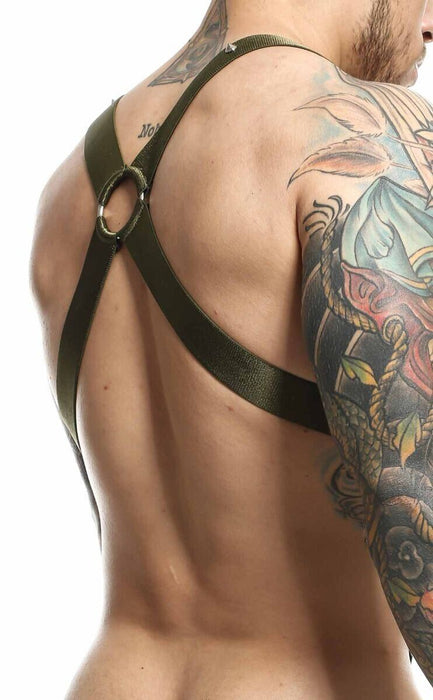 MOB DNGEON Crossback Elastic Harness O-Ring Army Green With C-Ring DMBL05
