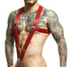 MOB DNGEON Crossback Elastic Harness O-Ring Cherry Red Open Front DMBL05
