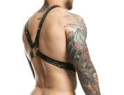 MOB DNGEON Eroticwear Cross Chain Harness O/S Army Green DMBL09 3 - SexyMenUnderwear.com