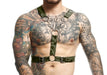 MOB DNGEON Eroticwear Cross Chain Harness O/S Army Green DMBL09 3 - SexyMenUnderwear.com