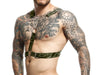 MOB DNGEON Eroticwear Cross Chain Harness O/S Army Green DMBL09 3 - SexyMenUnderwear.com