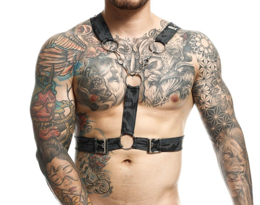 MOB DNGEON Eroticwear Cross Chain Harness O/S Midnight DMBL09 3 - SexyMenUnderwear.com