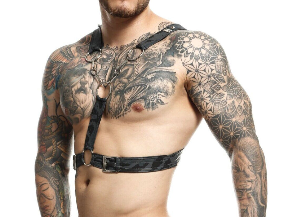 MOB DNGEON Eroticwear Cross Chain Harness O/S Midnight DMBL09 3 - SexyMenUnderwear.com