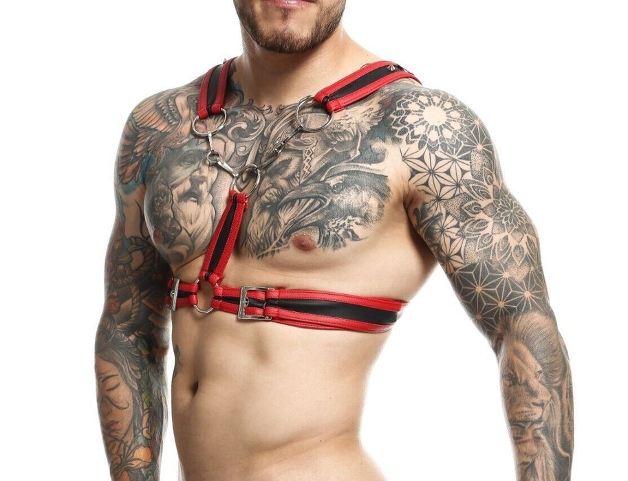 MOB DNGEON Eroticwear Cross Chain Harness Red Cherry O/S DMBL09 3 - SexyMenUnderwear.com