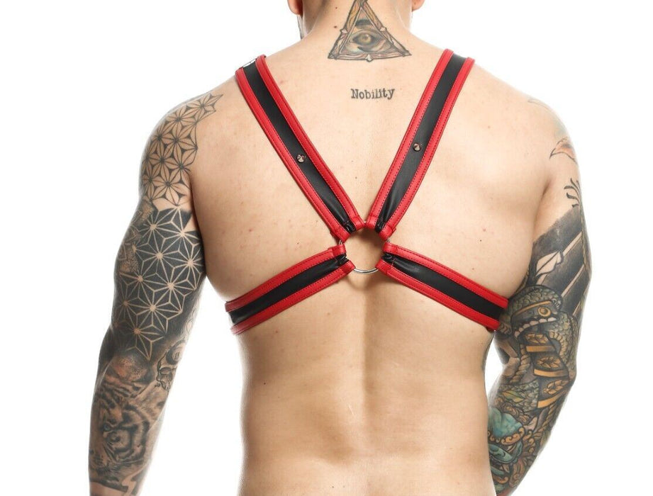 MOB DNGEON Eroticwear Cross Chain Harness Red Cherry O/S DMBL09 3 - SexyMenUnderwear.com