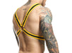 MOB DNGEON Eroticwear Cross Chain Harness Yellow O/S DMBL09 3 - SexyMenUnderwear.com