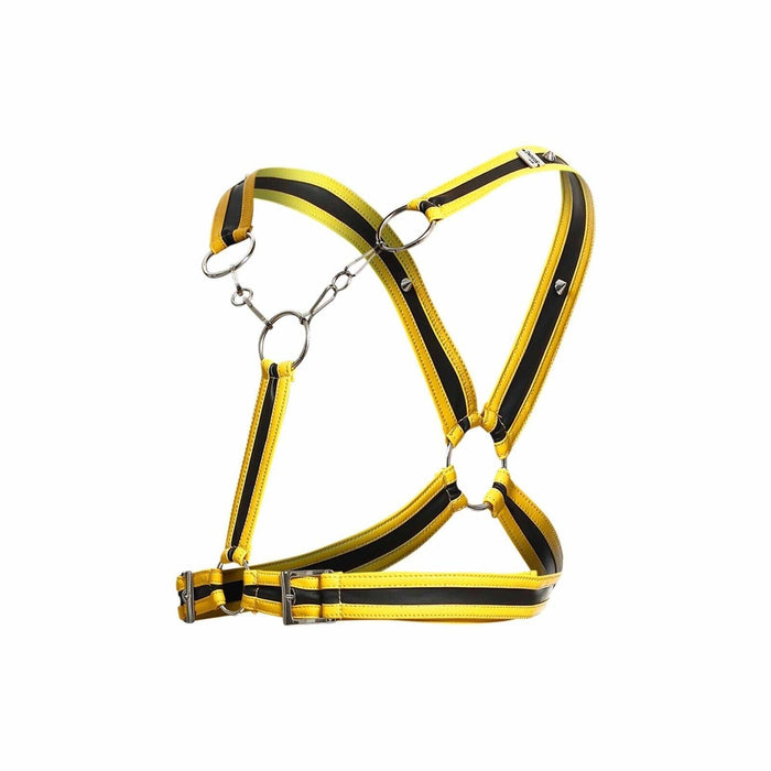 MOB DNGEON Eroticwear Cross Chain Harness Yellow O/S DMBL09 3 - SexyMenUnderwear.com