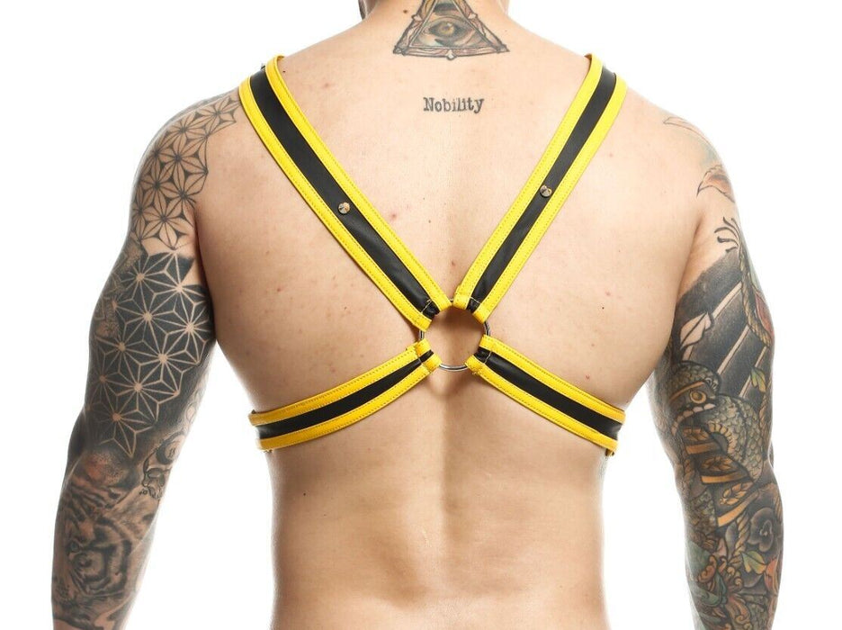 MOB DNGEON Eroticwear Cross Chain Harness Yellow O/S DMBL09 3 - SexyMenUnderwear.com