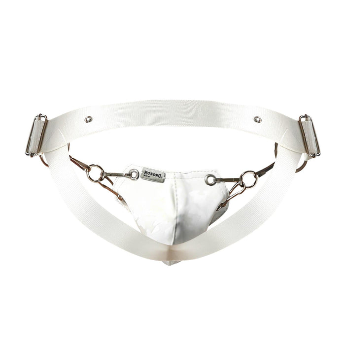 MOB DNGEON Eroticwear Snap-Jock Metal Ring Faux Leather Jockstrap O/S DMBL03