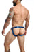 MOB DNGEON Eroticwear Snap Jock Metal Ring Faux Leather Navy - Camo O/S DMBL03 - SexyMenUnderwear.com