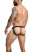 MOB DNGEON Eroticwear Snap Jock Metal Ring Faux Leather Zebra Print O/S DMBL03 - SexyMenUnderwear.com