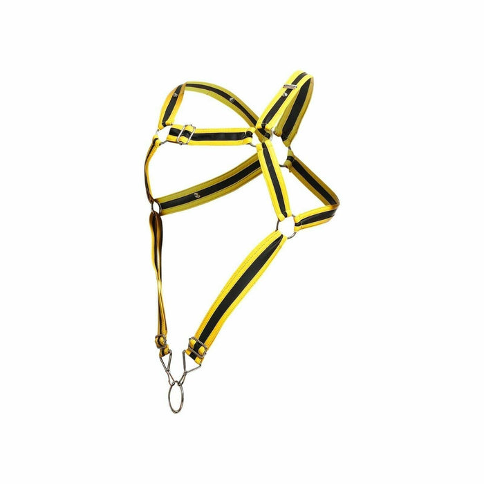 MOB DNGEON Harness Cross C - Ring Wide Adjustable Strap O/S Yellow DMBL07 - SexyMenUnderwear.com