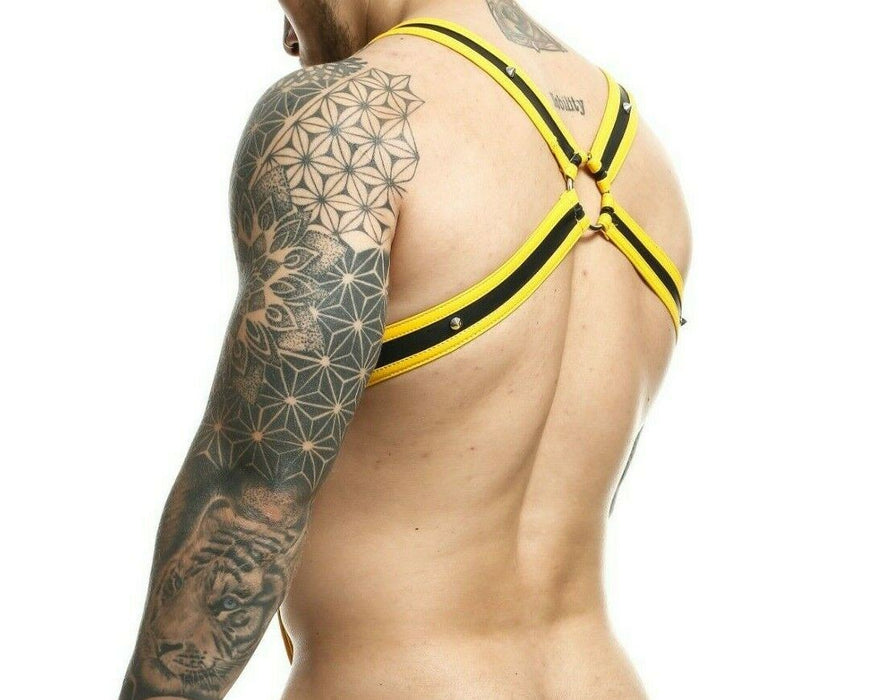 MOB DNGEON Harness Cross C - Ring Wide Adjustable Strap O/S Yellow DMBL07 - SexyMenUnderwear.com